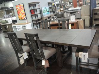 Design Works Coopers Beach Dining Table, Extends to 114in - Charcoal Trestle Base, Floor Sample