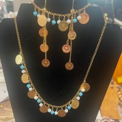 Turkish Coin Jewellery Set Plated Gold