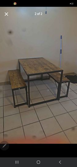 Industrial kitchen table 2 benchnseats brand new