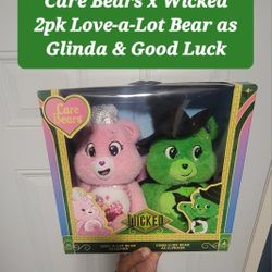 Care Bears x Wicked 2pk Love-a-Lot Bear as Glinda & Good Luck Bear As Elphaba 