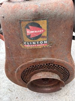 Vintage Clinton, five horse mower, engine and edge frame