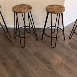 Lavish Home Round Wood Barstools with Hairpin Legs