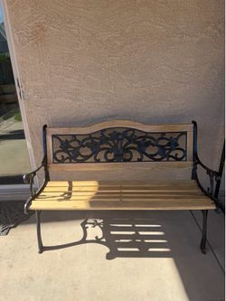 Wooden Wrought Iron Patio bench