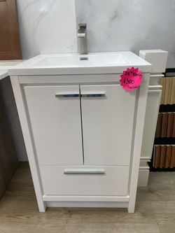 White Glossy Bathroom Vanity Cabinet