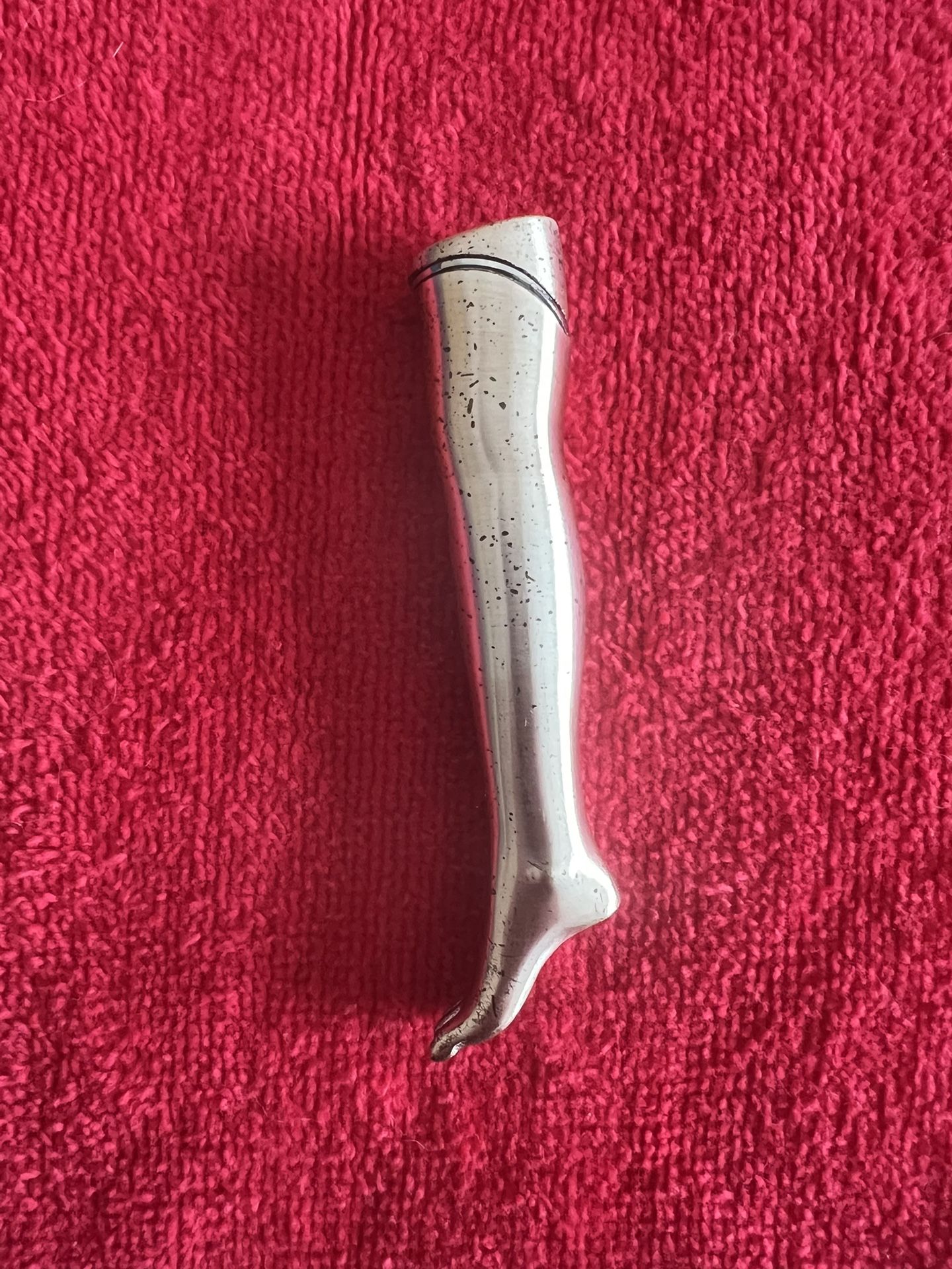 Vintage Shapely Barefoot Leg Tall Metal Silver/pewter Lighter 