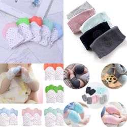 Pair of Baby Teething Mitten Glove & Baby Crawling Anti-Slip knee pads