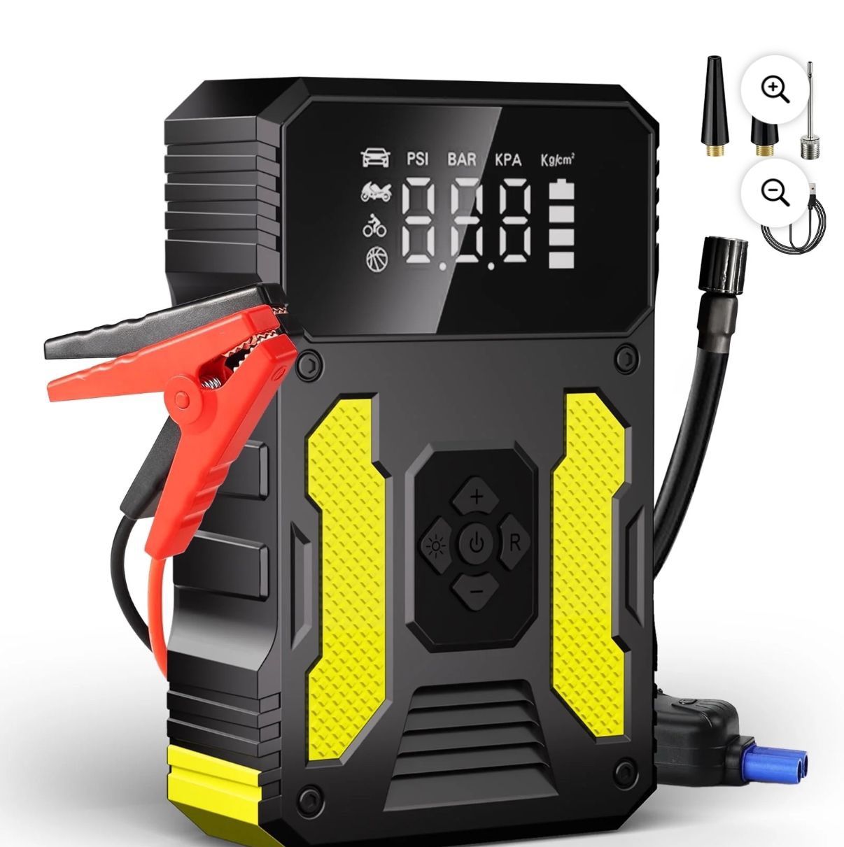 Car Battery Jump Starter, 4000A Peak 30000mAh 12V Auto Jump Box LED Light 150PSI Tire Inflator New / sealed package Pick up at Aldine and broadway