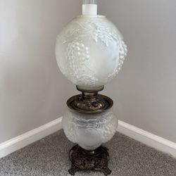 Victorian Glass & Brass Lamp 