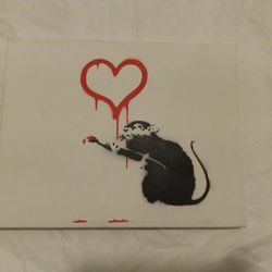 CONTEMPORARY BANKSY ? SPRAYPAINT  ON CANVAS GRAFFITTI  ART 