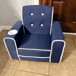 Delta Children Chelsea Kids Upholstered Chair with Cup Holder, Navy