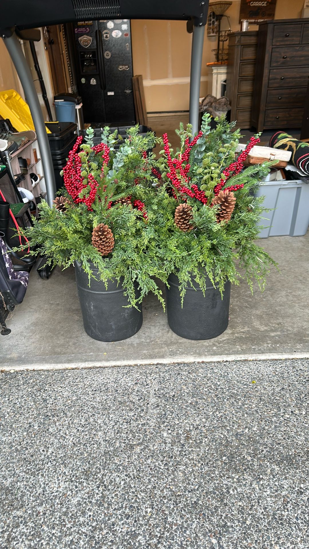 2 Ceramic Christmas Entryway Pots