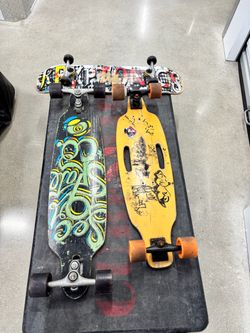 Lot of 3 Used Skateboards and Longboards