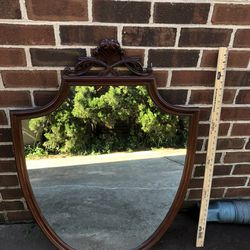 Beautiful Antique Vintage Wooden Shield Dresser Mirror!!!