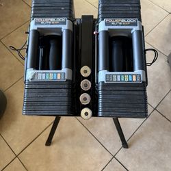 PowerBlocks adjustable weights 5-90lbs with stand 