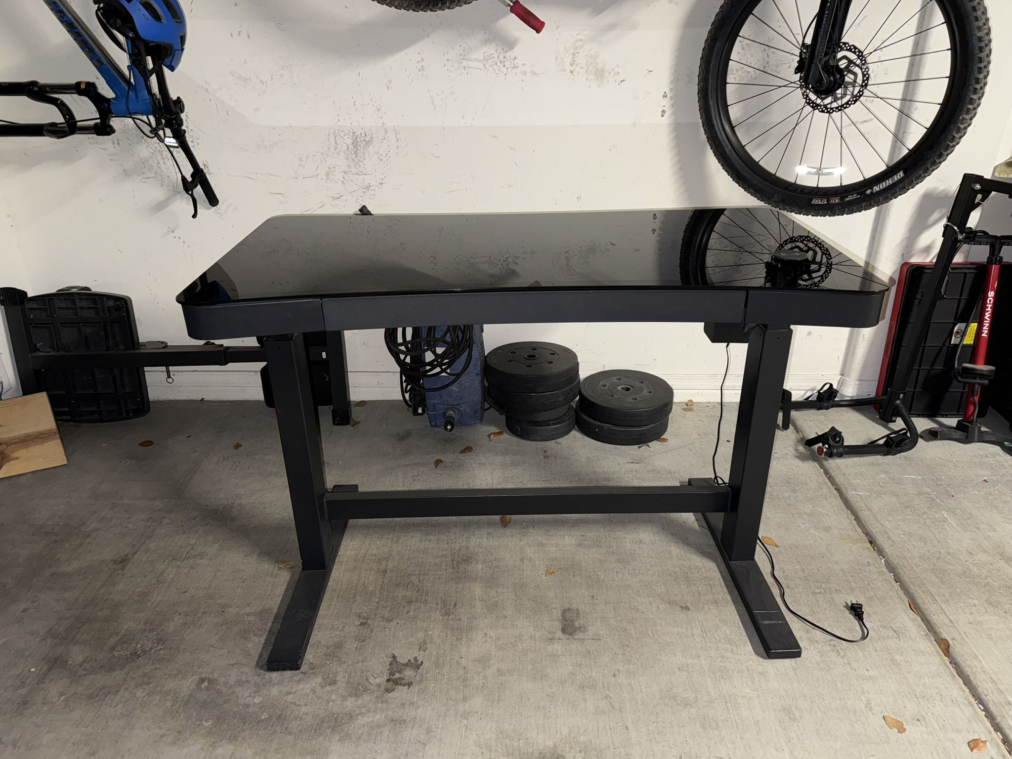 Adjustable height standing desk + chair for sale
