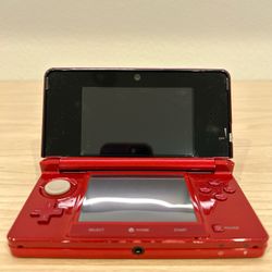 Red Nintendo 3DS with Stylus, Charger And 2 Games