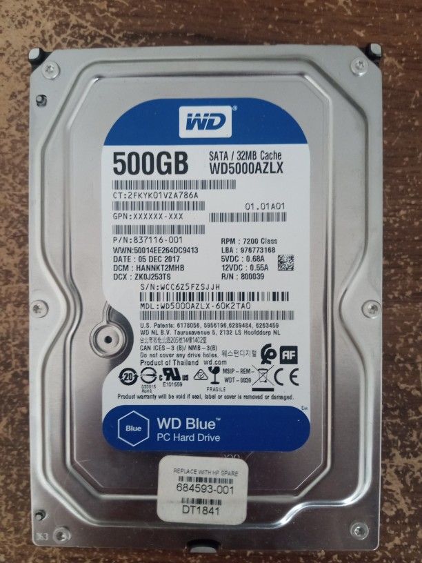 Western Digital Blue 500 GB HDD SATA