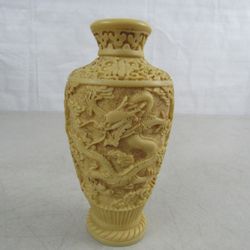 Mythical Dragon Hand Carved Vase L.A.R. Made in Italy 6 1/2" Tall


