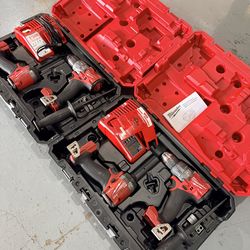 Good used - $200 each set no batteries  Milwaukee M18 FUEL 18V Lithium-Ion Brushless Cordless Hammer Drill and Impact Driver Combo Kit (2-Tool)