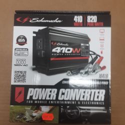 Schumacher Electric DC to AC Power Converter with Two AC Outlets and USB Port, XI41B, 410 Continuous Watt, 820 Peak Watt, 120 Volt AC, 2 Amp USB, Blac