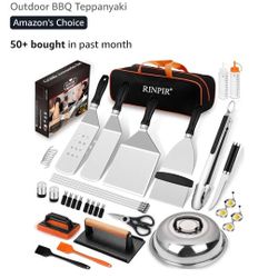 42pcs Griddle Accessories Kit for Blackstone, Flat Top Grill Spatula Set with Enlarged Spatulas, Melting Dome and Burger Press, Professional Hibachi T