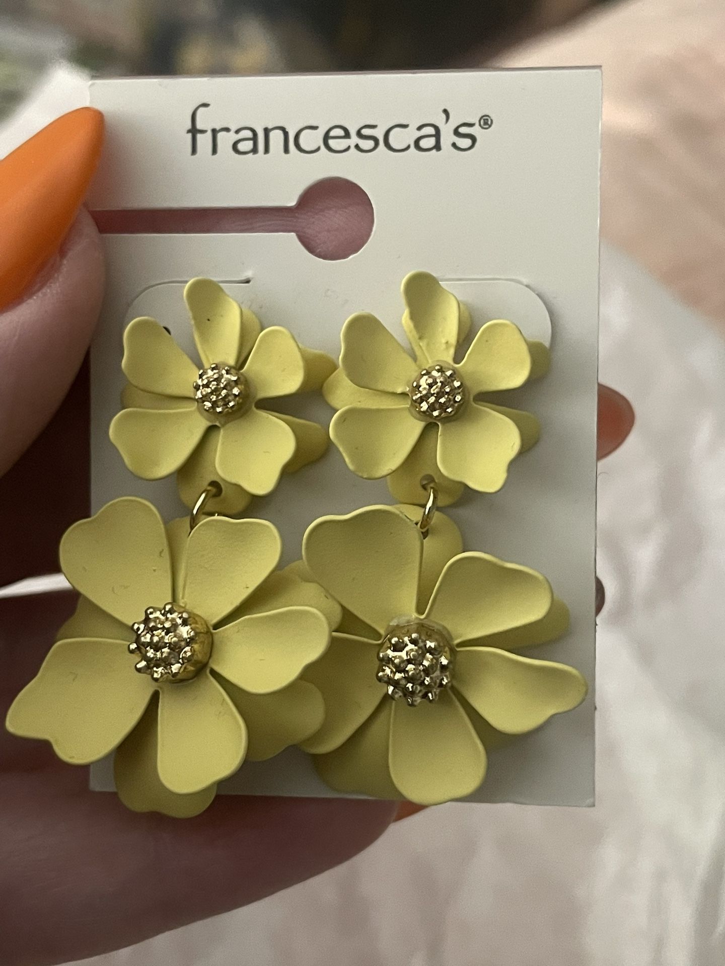 Francesca’s Yellow Ceramic Flower Earrings 