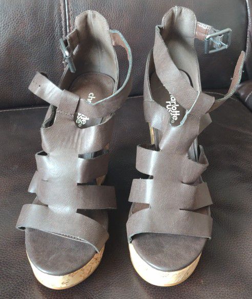 Cork wedge sandals brown by Charlotte Russe size7 