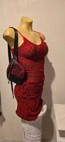 Red lace small long or short with fanny pack