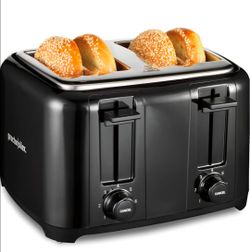 Proctor Silex 4 Slice Toaster with Extra Wide Slots, Black (24215PS) & Elite Gourmet EKT1001 Electric BPA-Free Glass Kettle, Black, 1L