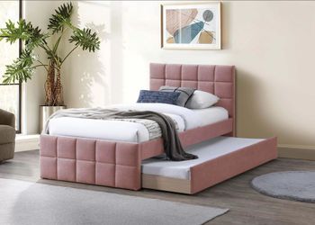 Brand New Pink Full Size Bed Frame w Twin Trundle Bed