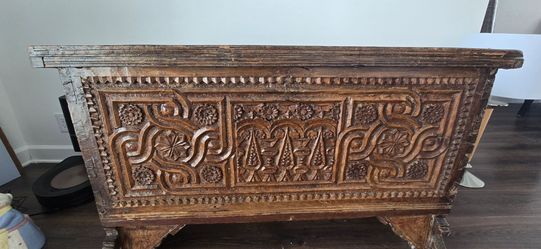 Hand engraved dowry chest. Middle Eastern?