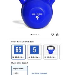 Yes4All 65lbs Kettlebells Vinyl Coated Cast Iron for Dumbbell Weights Exercises, Gym, Fitness, Full Body Workout Equipment Push up, Grip and Strengt
