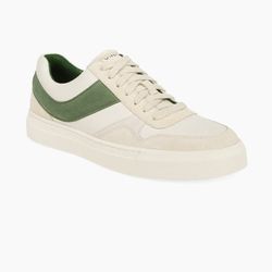 Vince Warren Retro Leather and Suede Low-Top Sneakers Off White Green EU 42.5/US 9 RETAIL$275