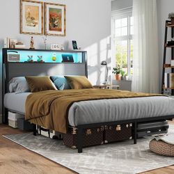 Queen Size Bed Frame with Headboard