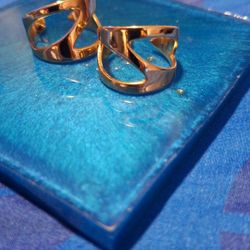 (6) Large  Gold Tone Earrings 