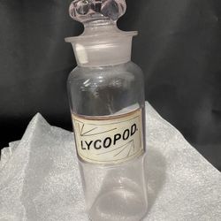 Antique Reverse Glass Label Apothecary Bottle With Glass Stopper