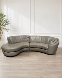 Kelvin Giormani Rusco | Italian Top-Grain Leather Curved Sectional Sofa - $8,500 Retail