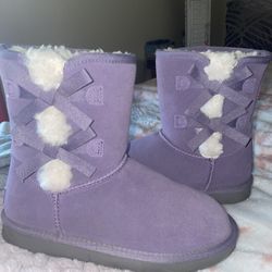 Purple Girl Victoria Short Boot With Bows 