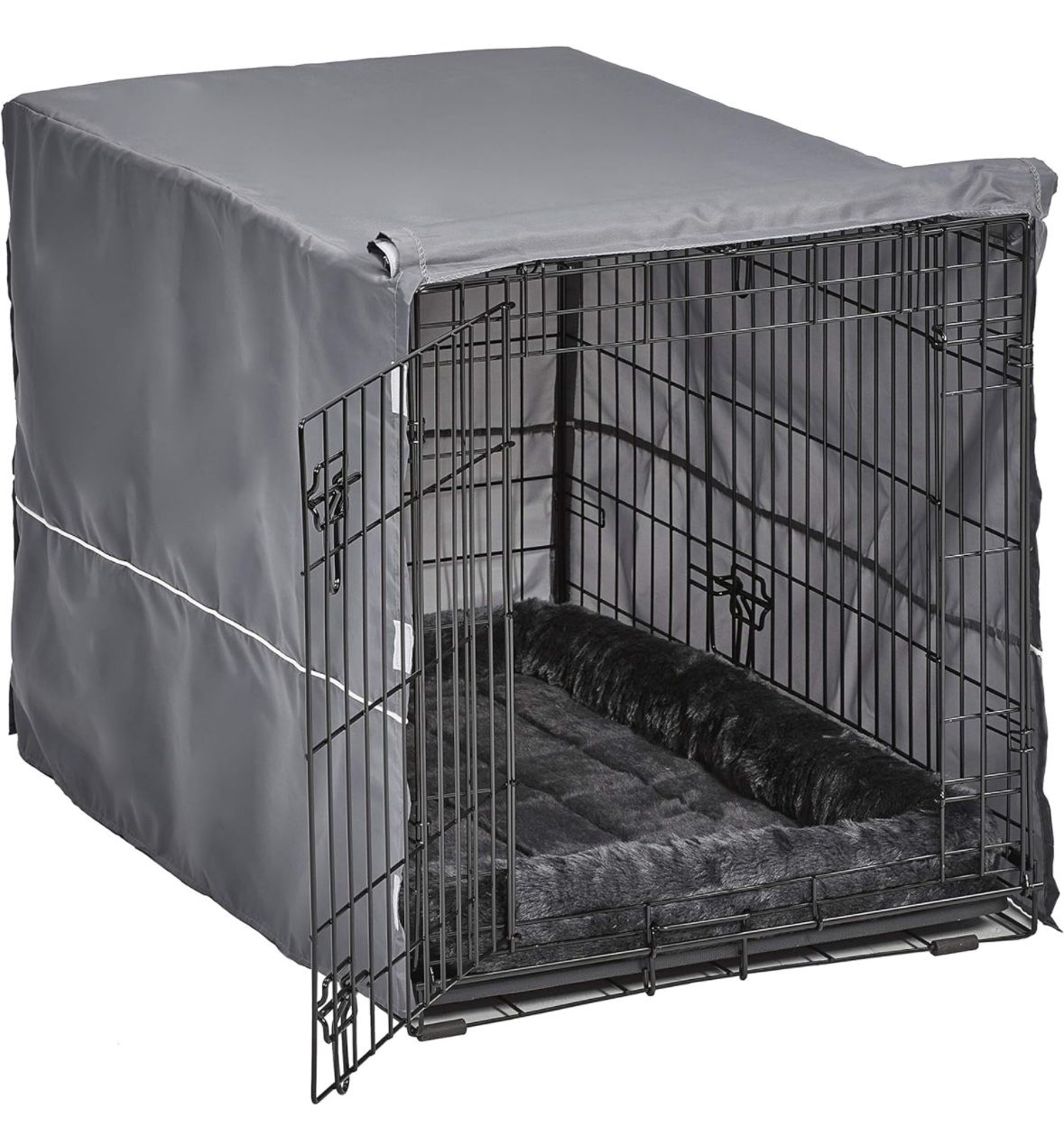 MidWest Homes for Pets Double Door Dog Crate Kit Includes One Two-Door Crate, Matching Gray Bed & Gray Crate Cover, 36-Inch Kit Ideal for Medium Dog B