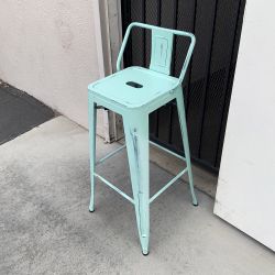 New in Box $25 (Light Blue) Metal Bar Stools w/ Backrest  30” Seat Height for Kitchen Counter Top Barstool 