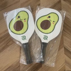 NEW adorable Avocado cute Aesthetic Wooden Wood pickleball paddle set