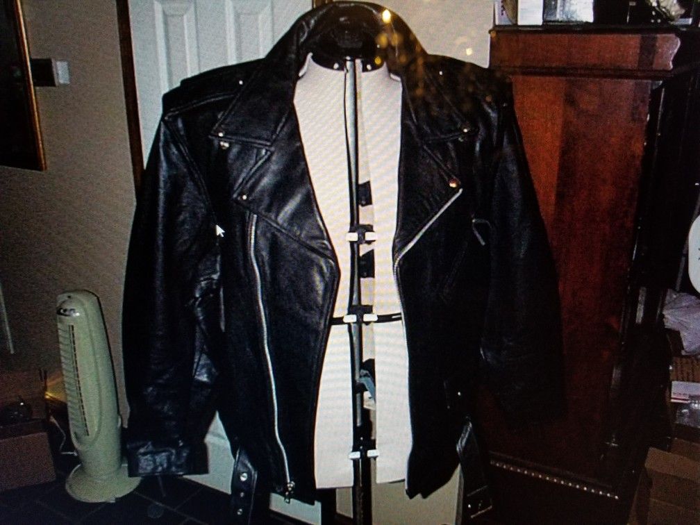 Leather biker jacket sz. 58T