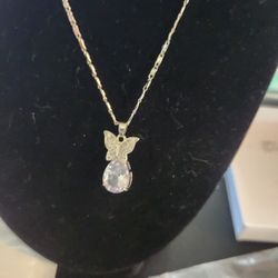 Gold-filled Butterfly Pendant And Necklace CZ