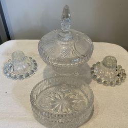 Glass Ware And glass candlestick Holder