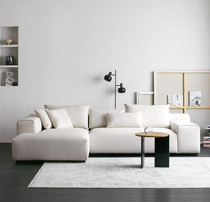 Modern Cream Bouclé Sectional Sofa – Deep Seat Cloud Style, Minimalist Luxury Design