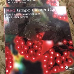 2 Boxes Of New Red Cluster Grape Lights