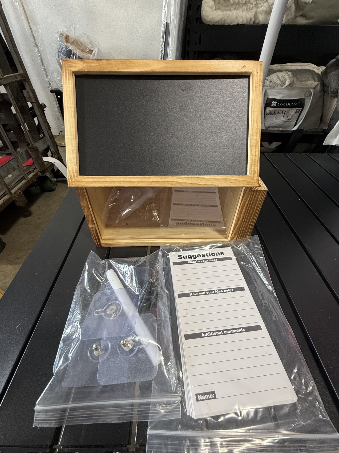 Bamboo Tip Jar and Suggestion Box with Chalkboard, Chalk, Locking Latch, and Clear Viewing Window