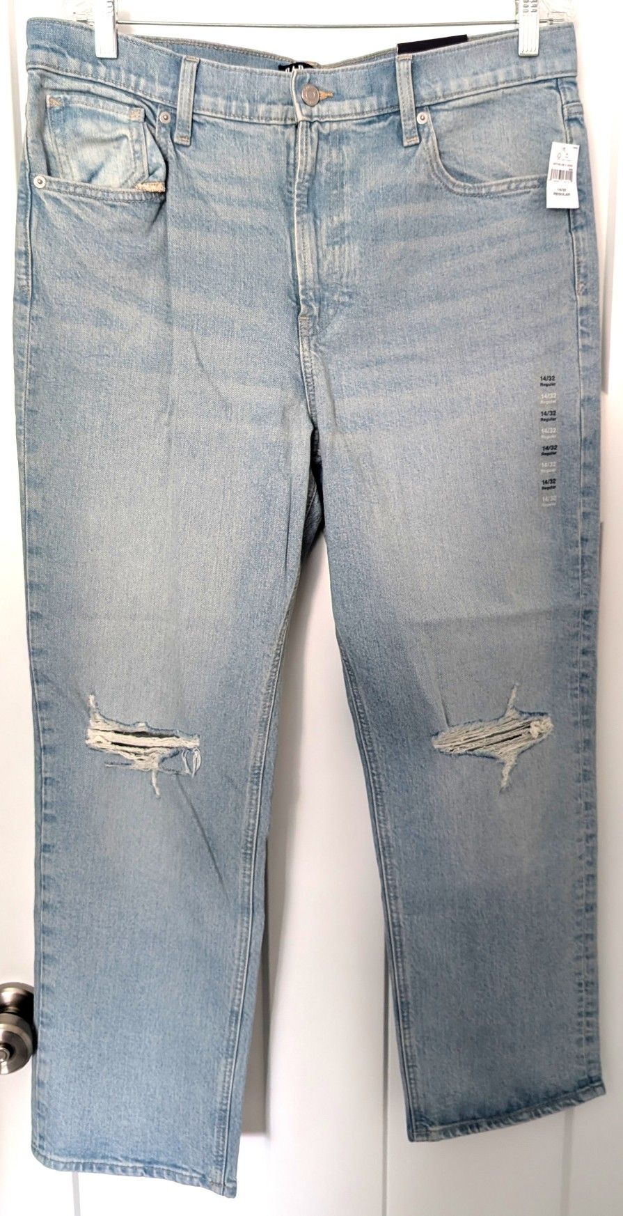 Gap Women's High-Rise Straight Leg Distressed Stretch Jeans - New