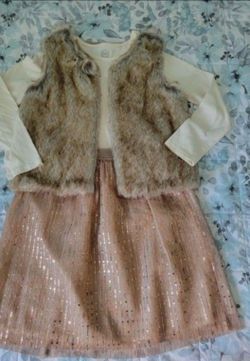Girls 3-Piece Faux Fur Vest Outfit Set