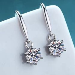 Solid Sterling silver 925 Moissanite Earrings 